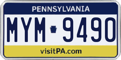 PA license plate MYM9490