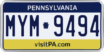 PA license plate MYM9494