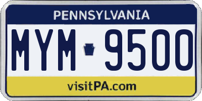 PA license plate MYM9500