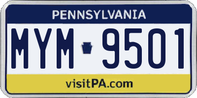 PA license plate MYM9501