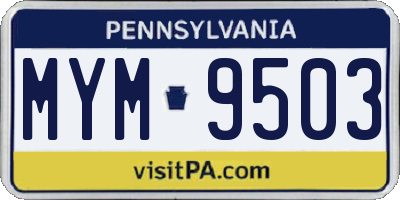 PA license plate MYM9503