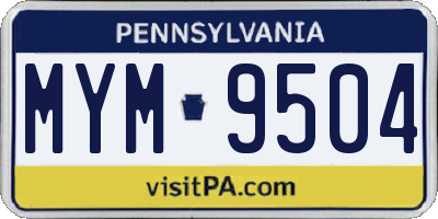 PA license plate MYM9504