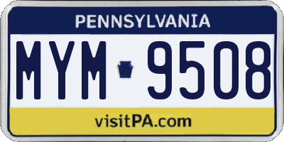 PA license plate MYM9508