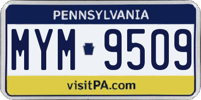 PA license plate MYM9509