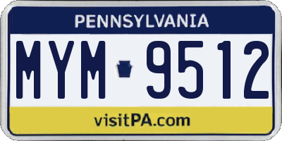 PA license plate MYM9512