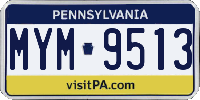 PA license plate MYM9513