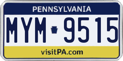PA license plate MYM9515