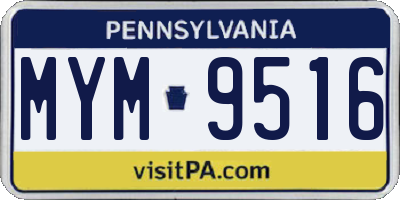 PA license plate MYM9516