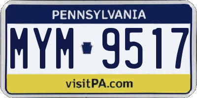 PA license plate MYM9517
