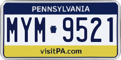 PA license plate MYM9521