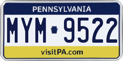 PA license plate MYM9522