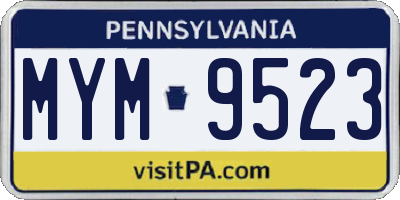 PA license plate MYM9523