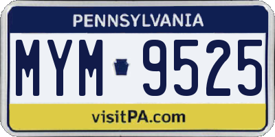 PA license plate MYM9525