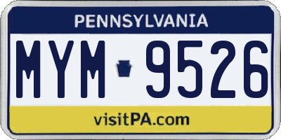 PA license plate MYM9526