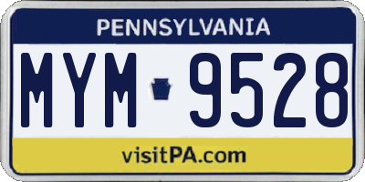 PA license plate MYM9528