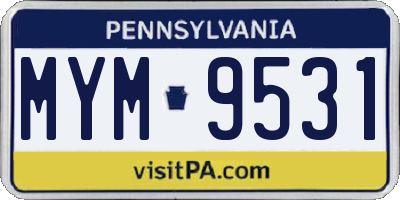 PA license plate MYM9531