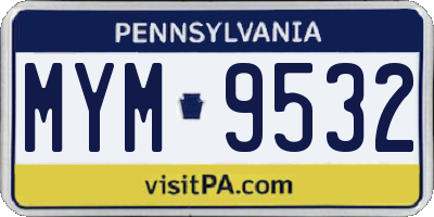 PA license plate MYM9532
