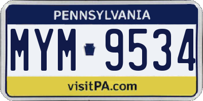 PA license plate MYM9534