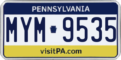 PA license plate MYM9535