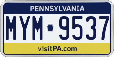 PA license plate MYM9537