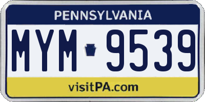 PA license plate MYM9539