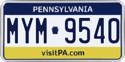 PA license plate MYM9540