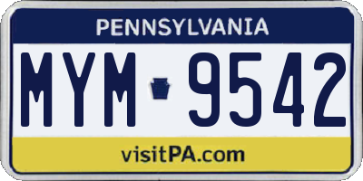 PA license plate MYM9542