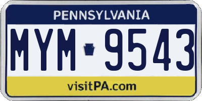 PA license plate MYM9543