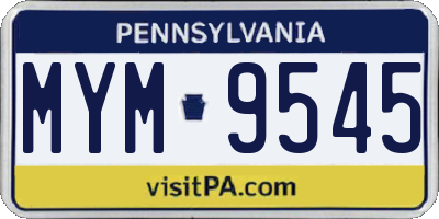 PA license plate MYM9545