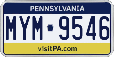 PA license plate MYM9546