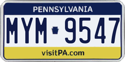 PA license plate MYM9547