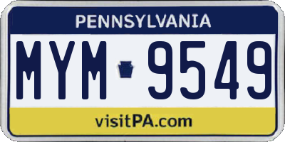 PA license plate MYM9549