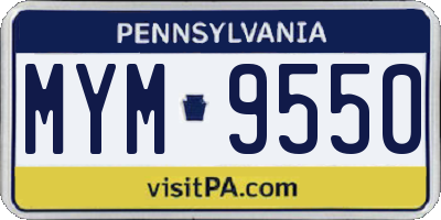PA license plate MYM9550