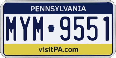 PA license plate MYM9551