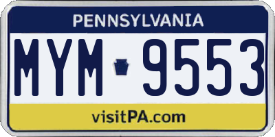 PA license plate MYM9553