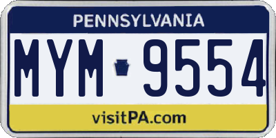 PA license plate MYM9554