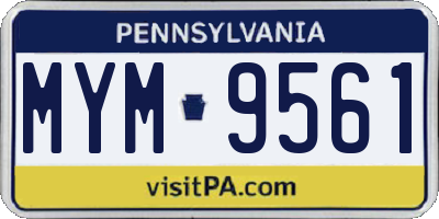 PA license plate MYM9561