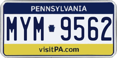 PA license plate MYM9562