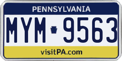 PA license plate MYM9563