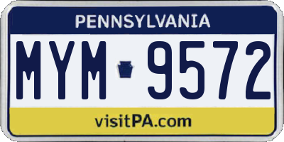 PA license plate MYM9572