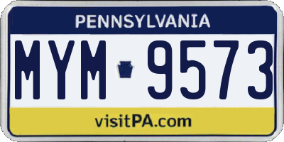 PA license plate MYM9573