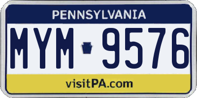 PA license plate MYM9576