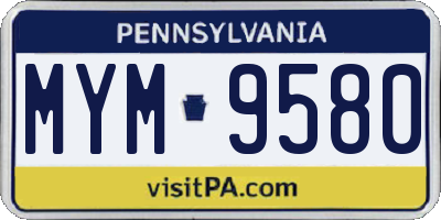 PA license plate MYM9580