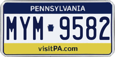 PA license plate MYM9582