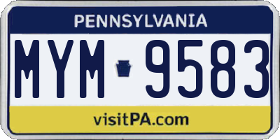 PA license plate MYM9583