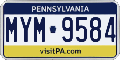 PA license plate MYM9584