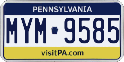 PA license plate MYM9585