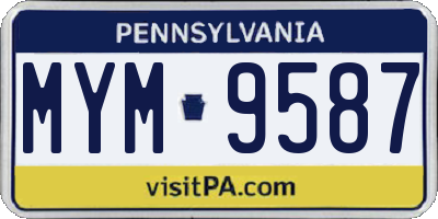 PA license plate MYM9587