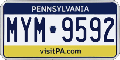 PA license plate MYM9592