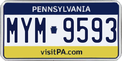 PA license plate MYM9593
